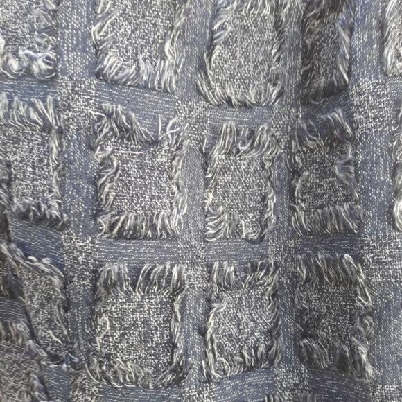 Love21 Raw Edge Frayed Quilted Checker Checked Textured Mini Skirt Blue Sz S - Picture 6 of 8
